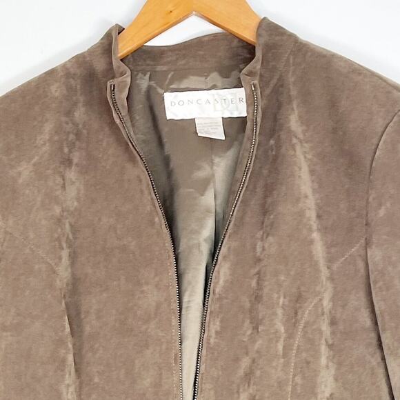 Doncaster Brown Soft Faux Suede Jacket Coat - Picture 2 of 11